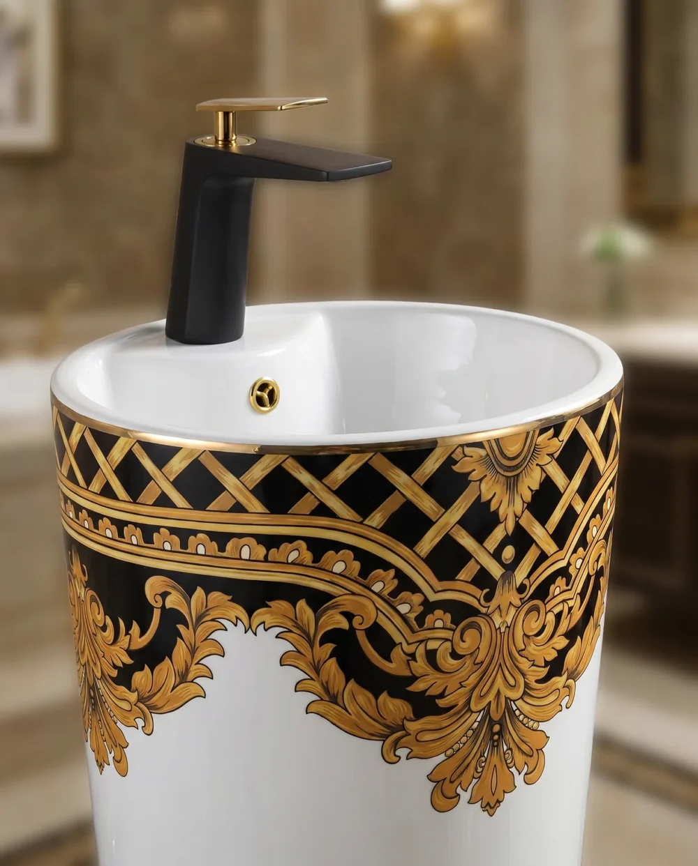 Kleopatra Beyaz Altın Monoblok Lavabo
