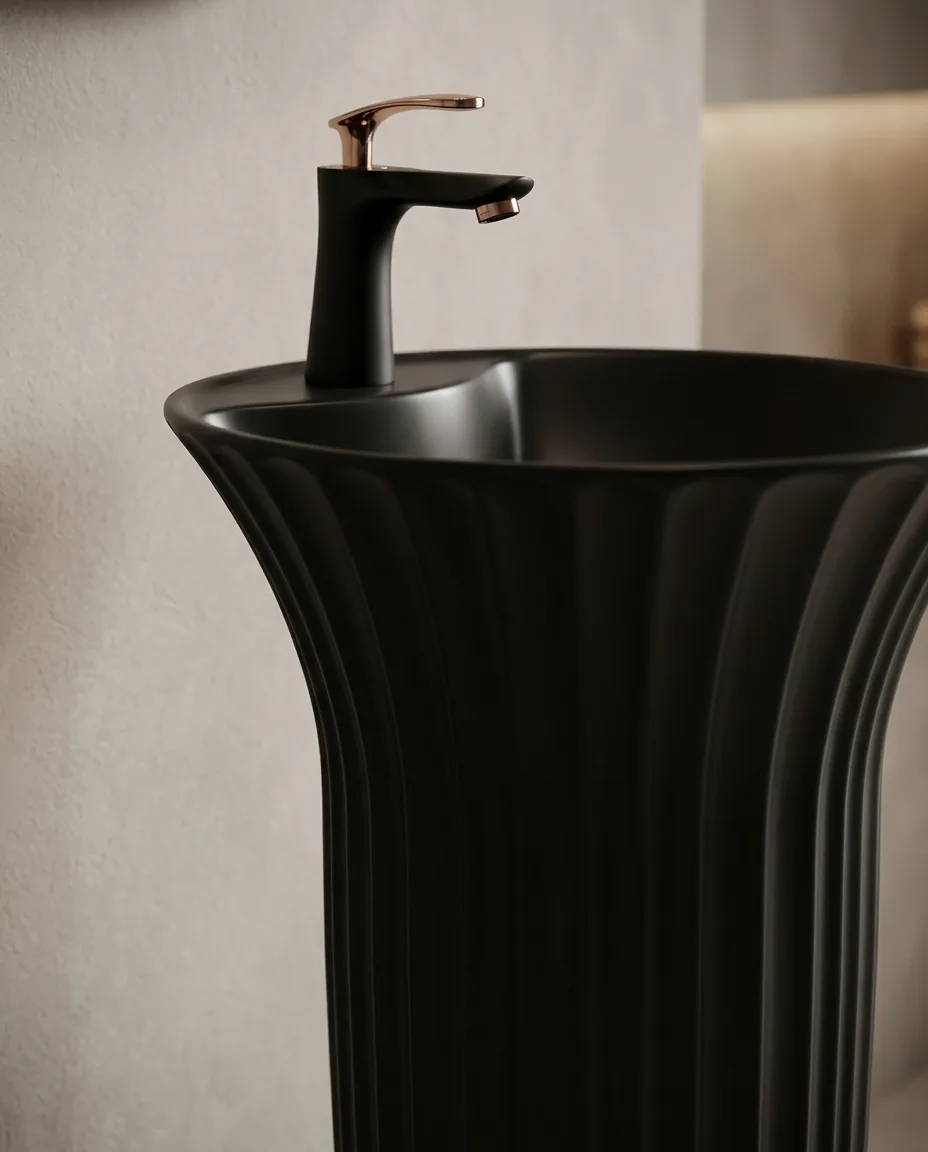 Bright Mat Siyah Monoblok Lavabo
