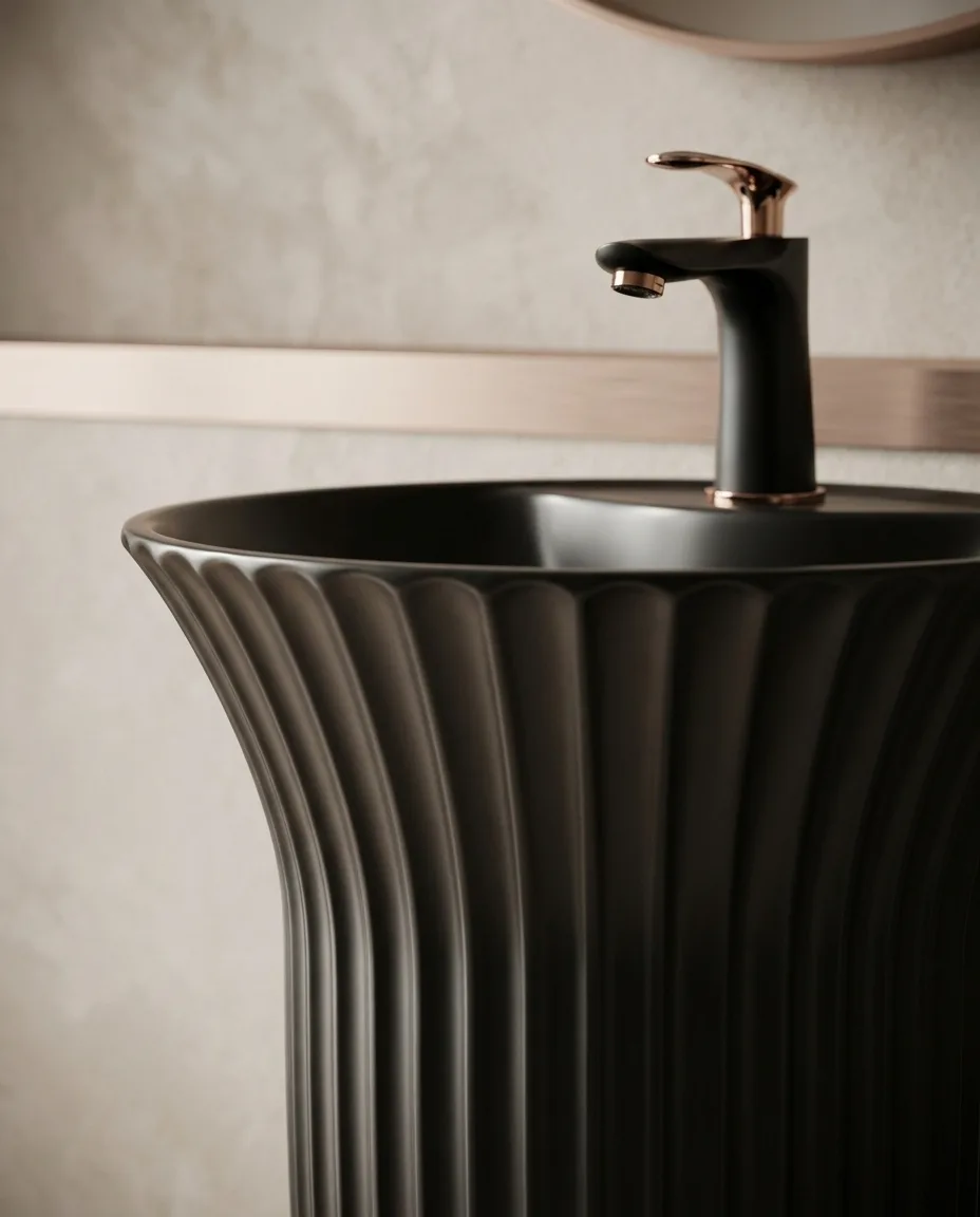 Bright Mat Siyah Monoblok Lavabo