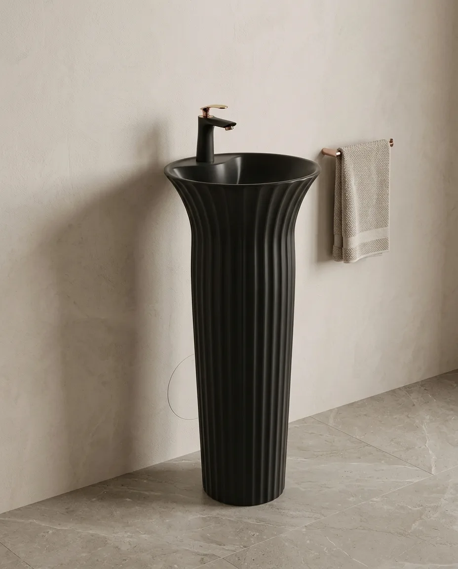 Bright Mat Siyah Monoblok Lavabo