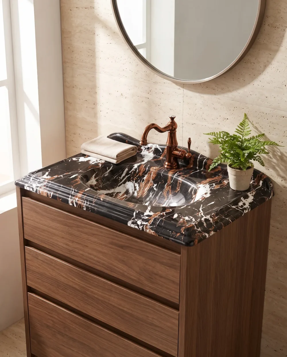 Victorian Emperador Etajerli Lavabo