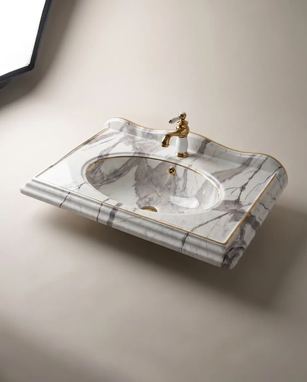 Victorian Statuario Etajerli Lavabo