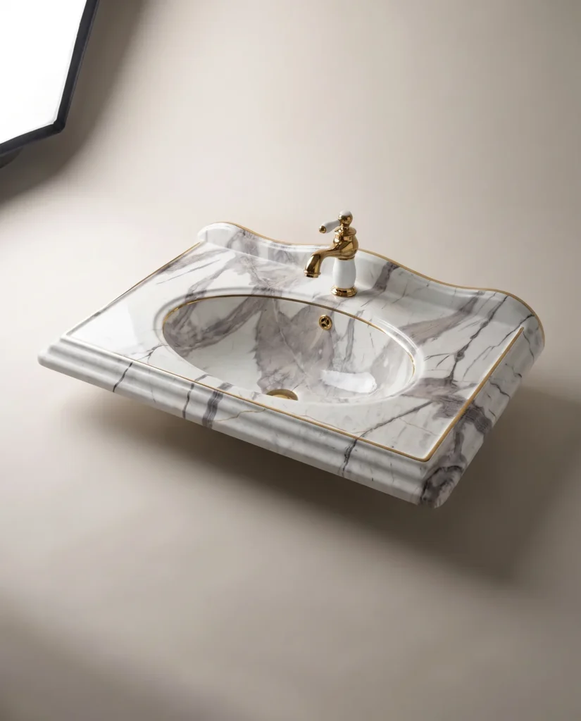Victorian Statuario Etajerli Lavabo