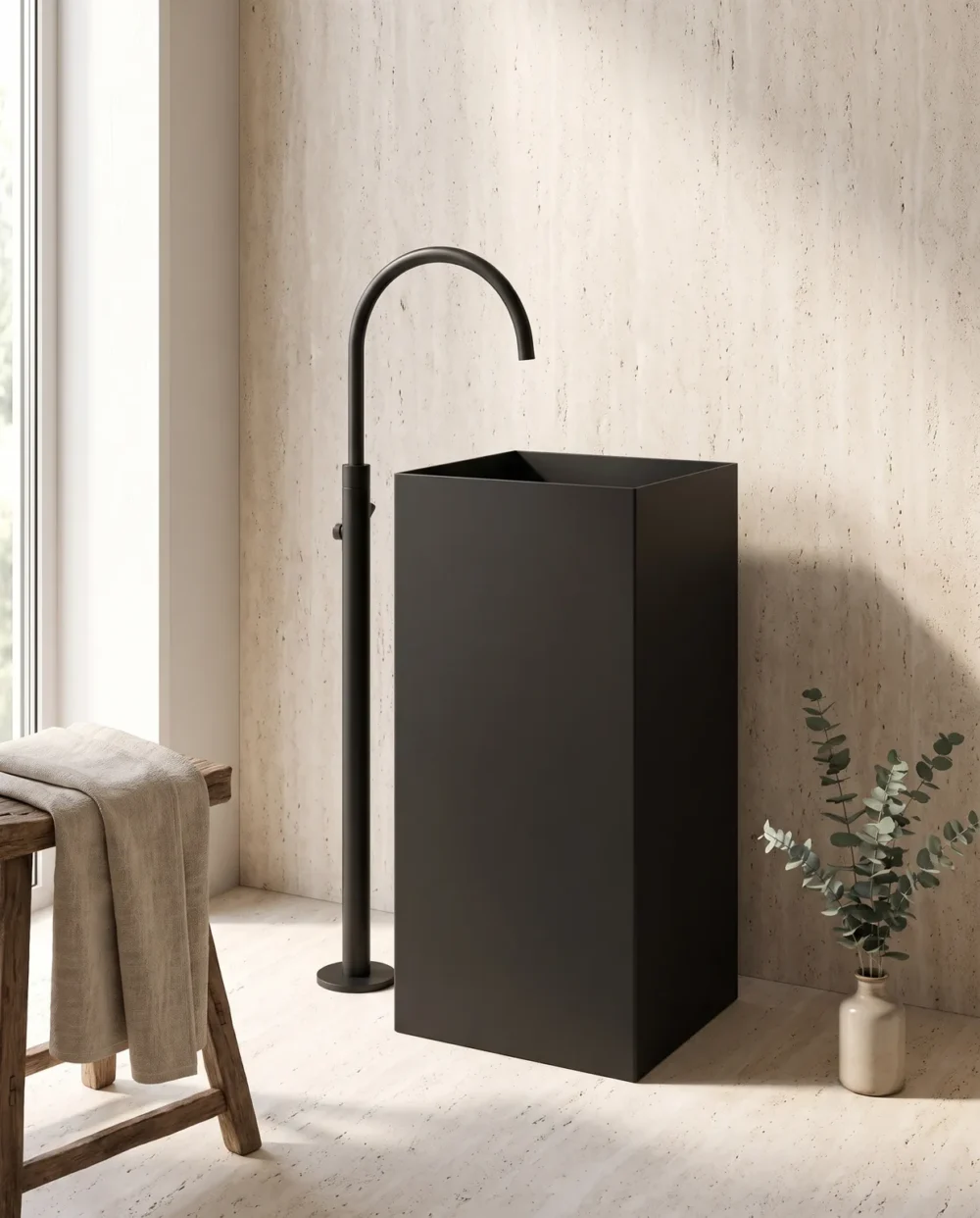 Quadra Mat Siyah Monoblok Lavabo