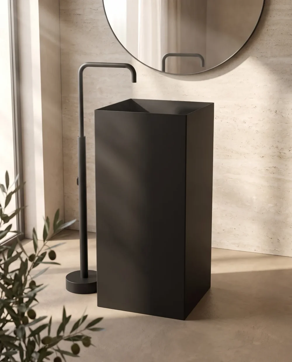 Quadra Mat Siyah Monoblok Lavabo