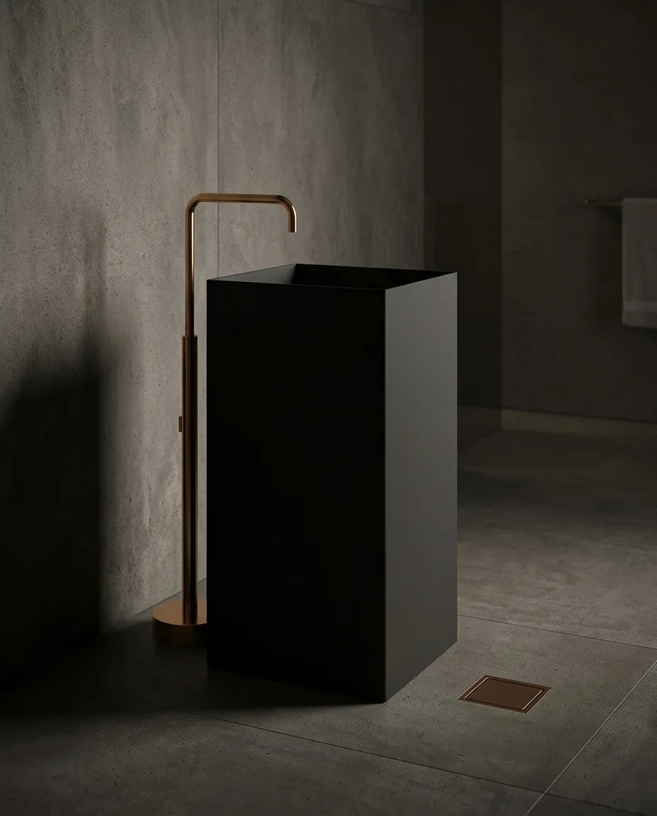 Quadra Mat Siyah Monoblok Lavabo