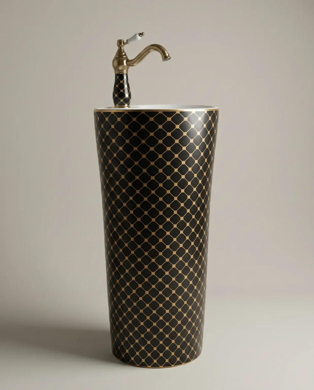 Siyah Altın Beyaz Hazne Monoblok Lavabo