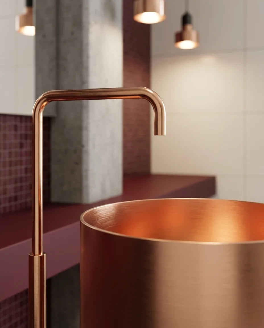 Slender Rose Gold Paslanmaz Çelik Monoblok Lavabo