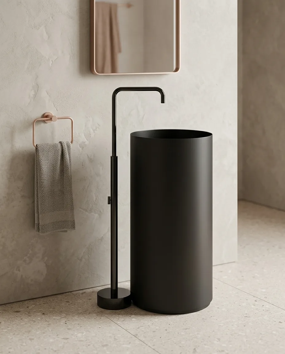 Slender Siyah Paslanmaz Çelik Monoblok Lavabo