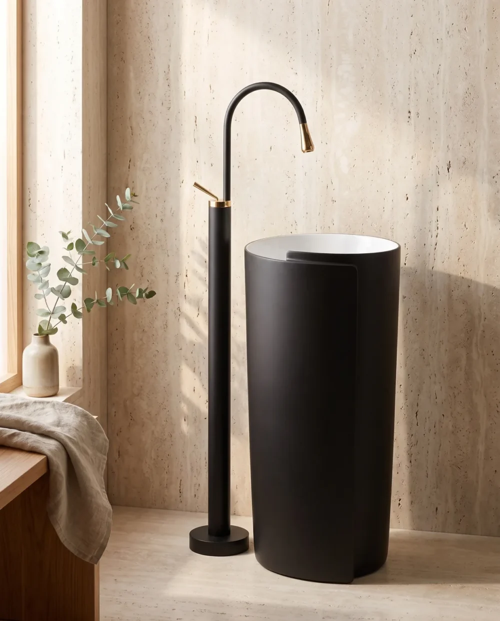 Monza Mat Siyah Monoblok Lavabo