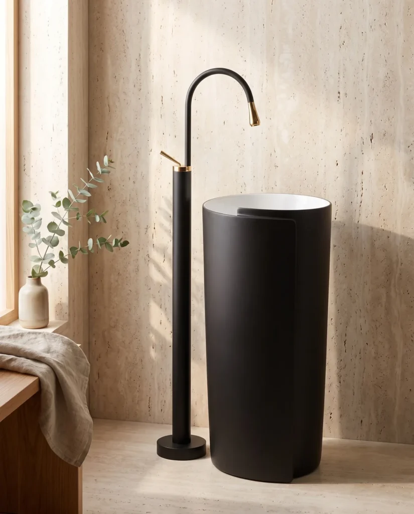 Monza Mat Siyah Monoblok Lavabo