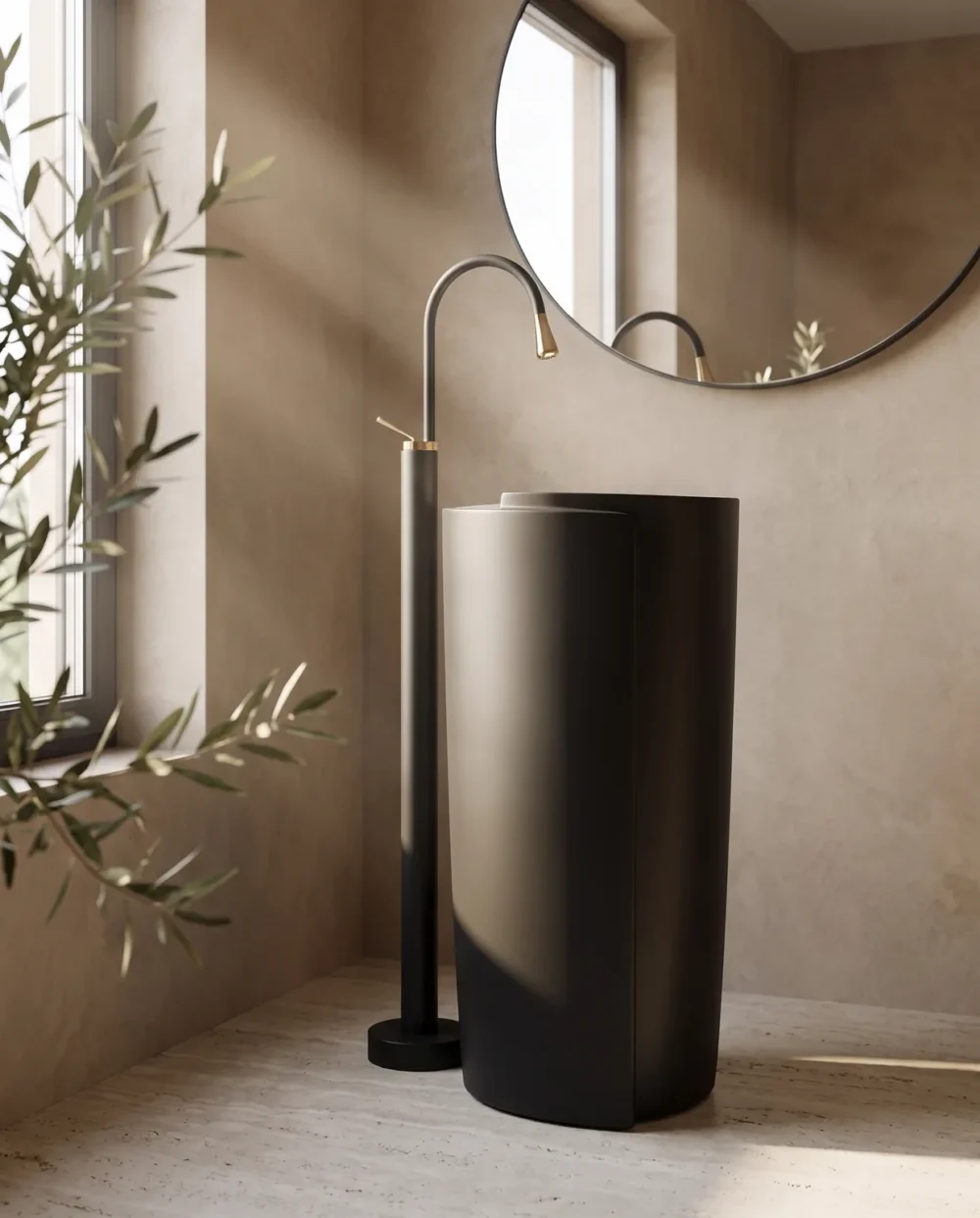 Monza Mat Siyah Monoblok Lavabo