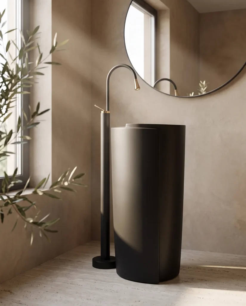 Monza Mat Siyah Monoblok Lavabo
