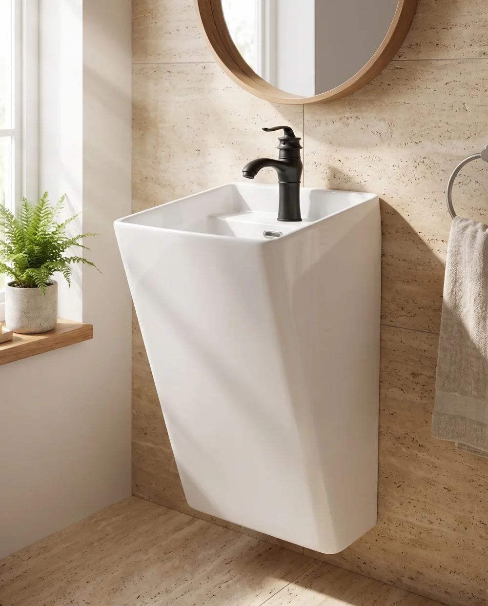 Beyaz Asma Monoblok Lavabo