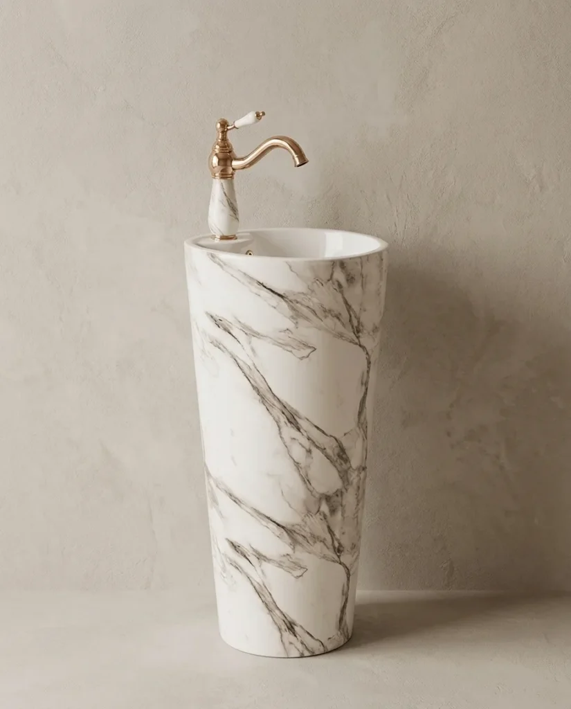 Yeni Calacatta Monoblok Lavabo